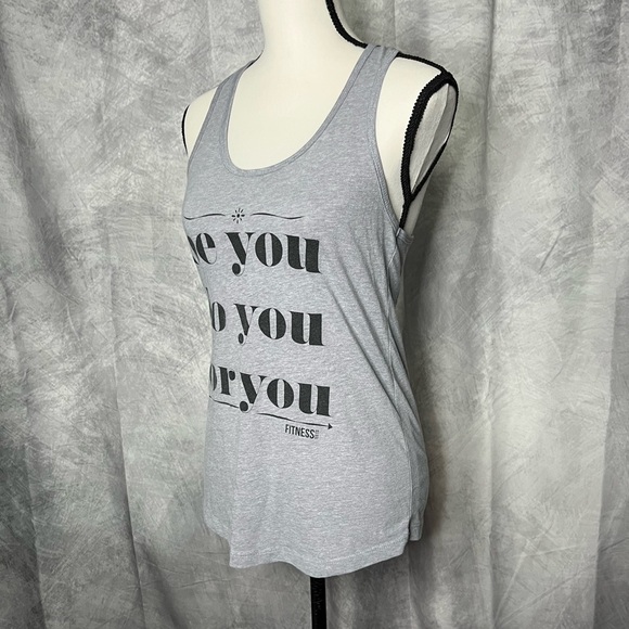 Fitness Tee Co 🌟2/$20 Gray Be You Do You For You Racerback Tank Top - LG - Picture 4 of 9